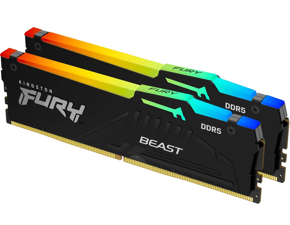 Memria RAM Kingston Fury Beast RGB 16GB (2x8GB) DDR5-6000MHz 1R CL40 Preta 2